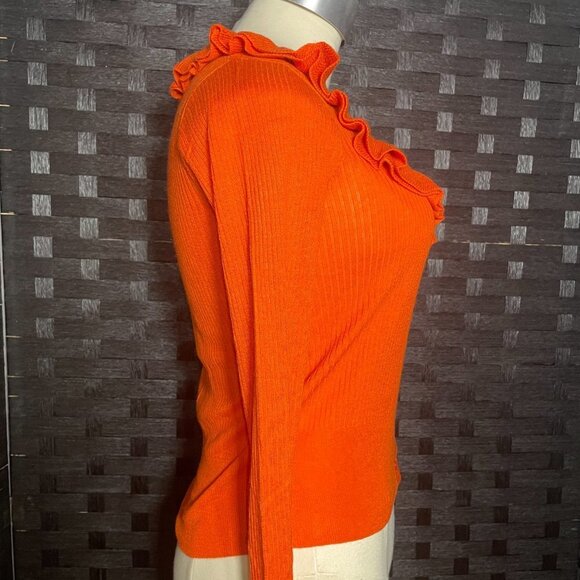 J.Crew Top Long Sleeve Blouse Ruffled neck Button up Very Soft Orange XS - Picture 3 of 9